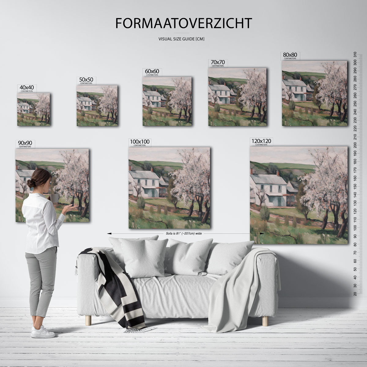 Landelijk huis met bloesem Poster