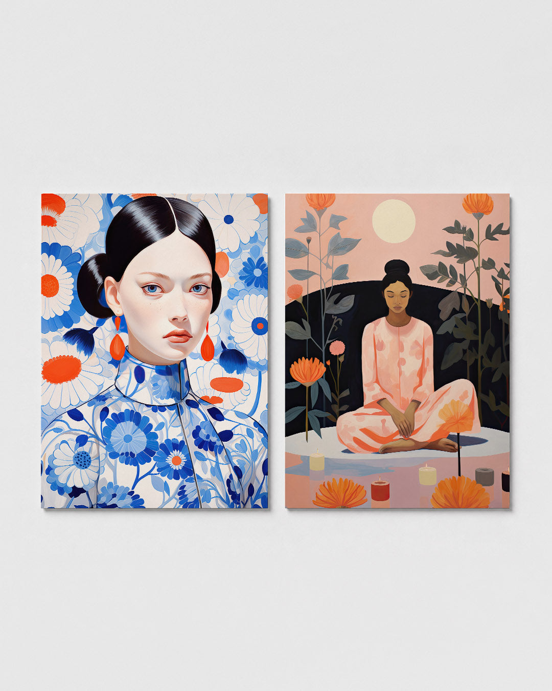 Bloemen en portret Posterset