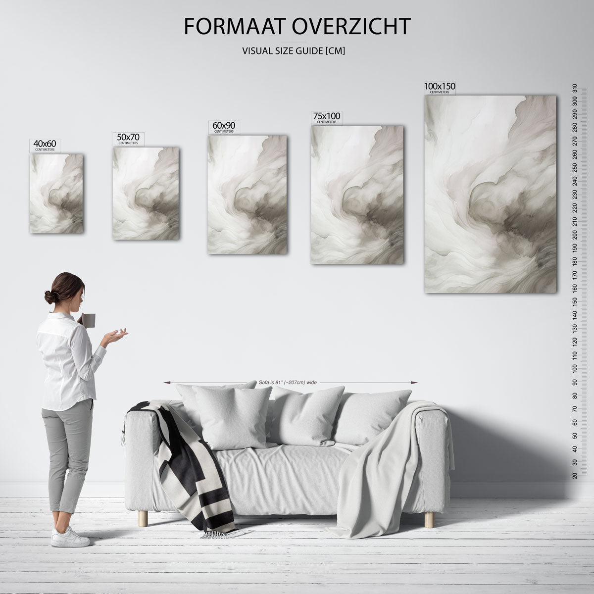 Vloeiende grijstinten Kunstwerk