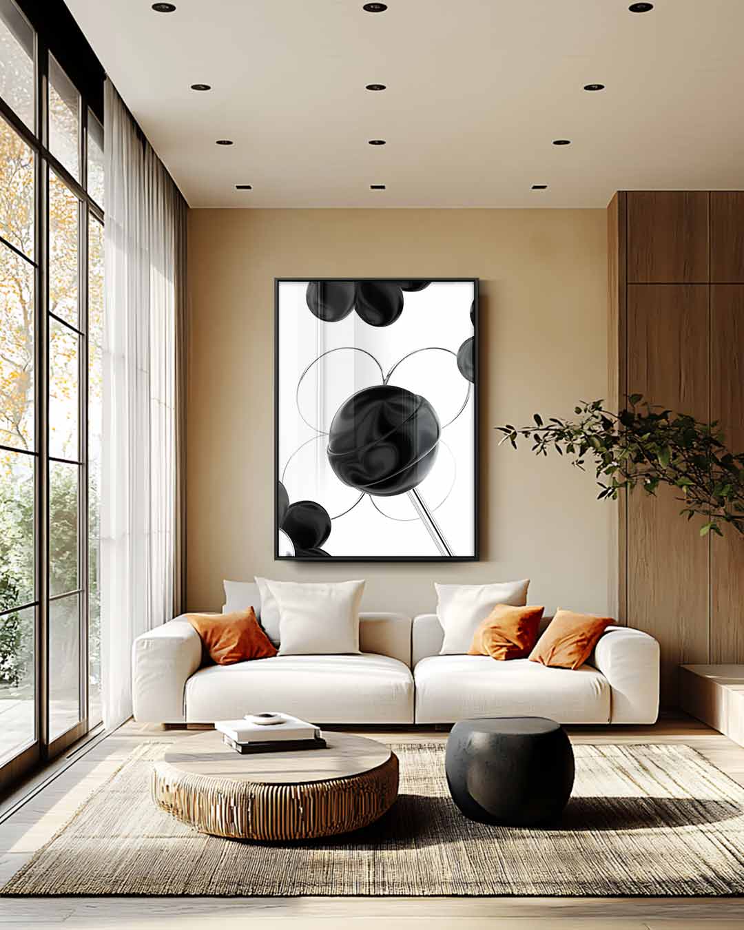 Zwarte Bloemsymfonie Kunstwerk-canvas-dibond-plexiglas-wanddecoratie-WallArtistic