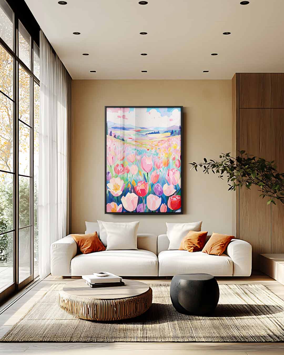 Bloemenveld in Volle Bloei Kunstwerk-canvas-dibond-plexiglas-wanddecoratie-WallArtistic