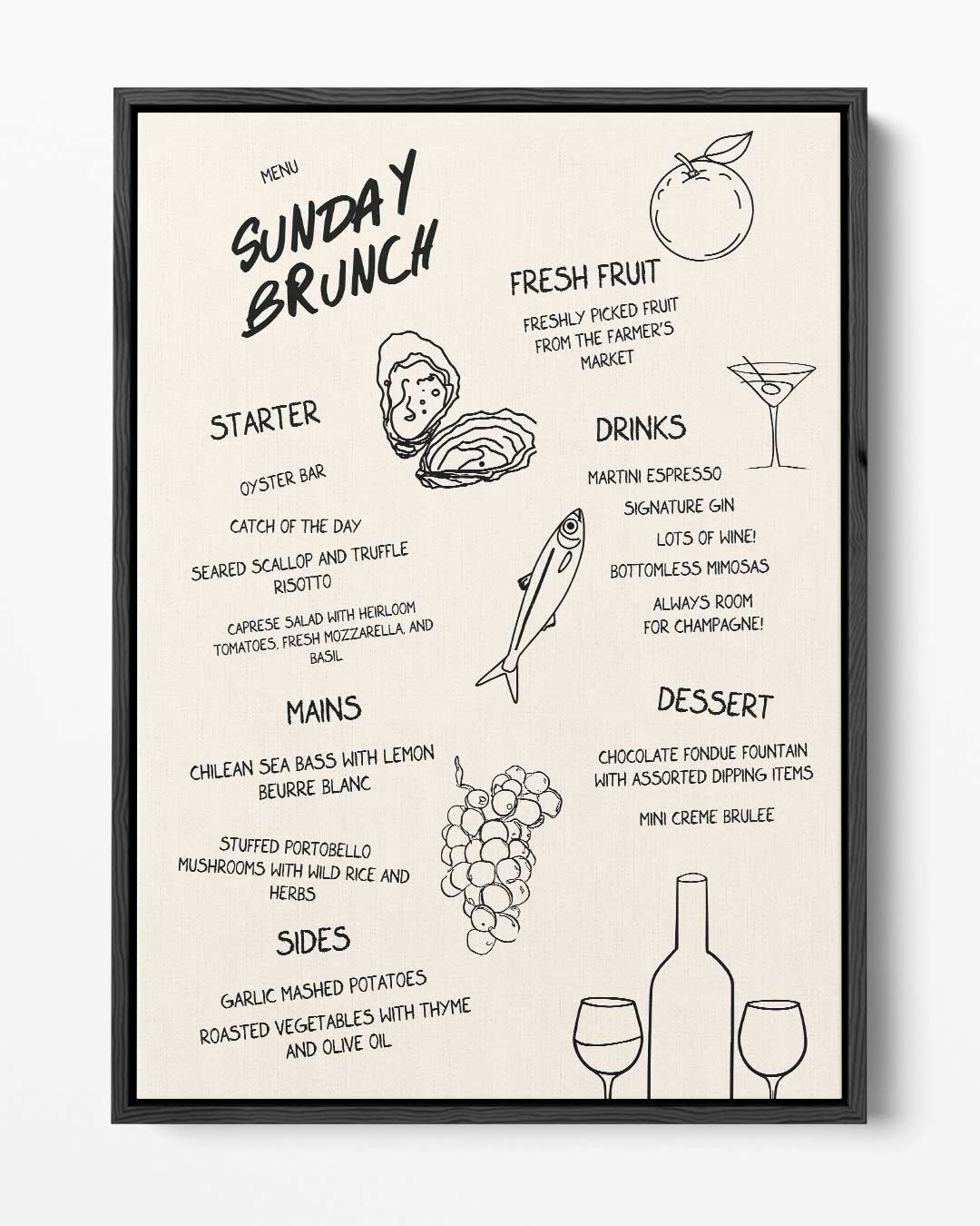 Zonnige Zondag Brunch Illustratie Kunstwerk-canvas-dibond-plexiglas-wanddecoratie-WallArtistic