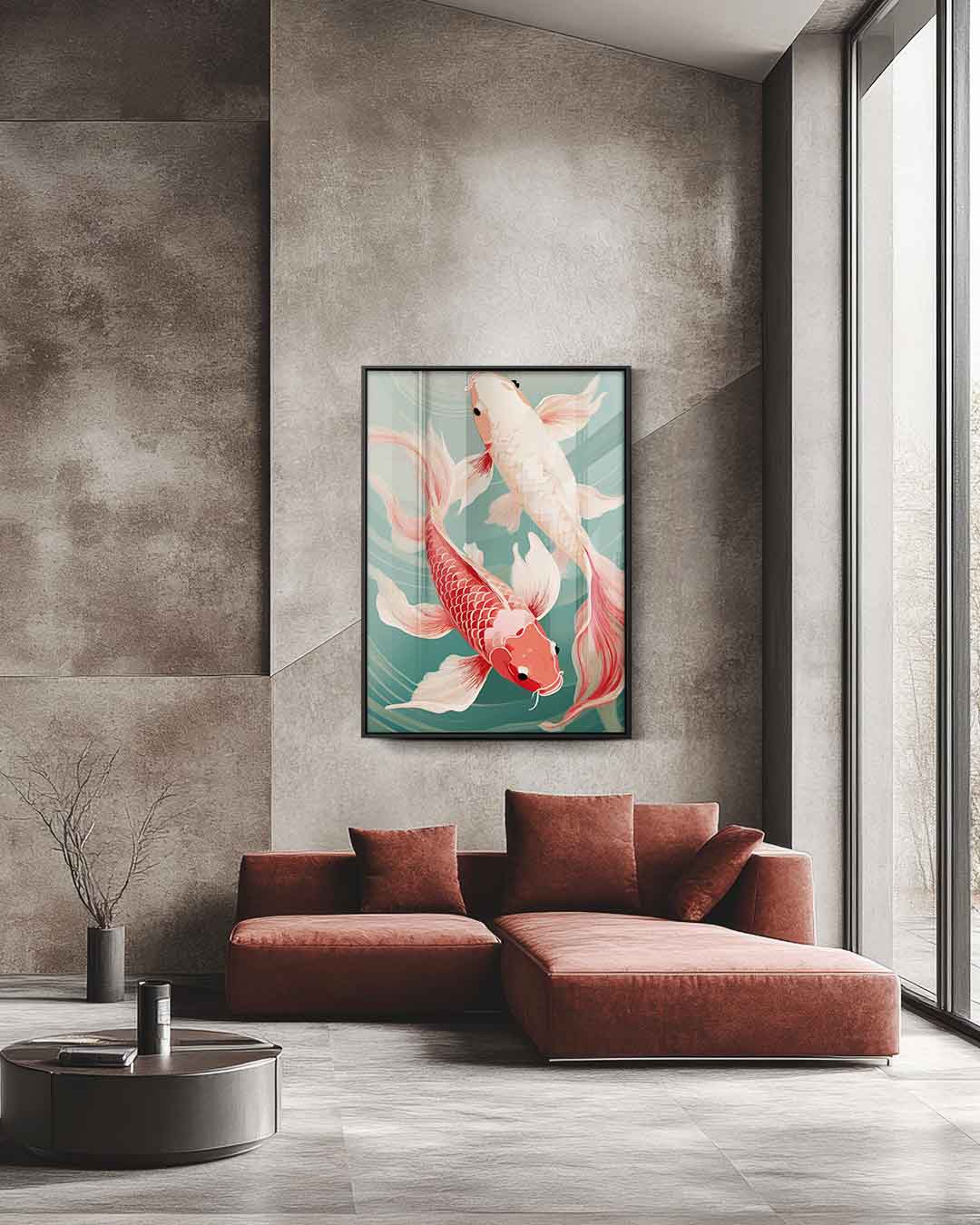 Koi Vissen in Beweging Kunstwerk-canvas-dibond-plexiglas-wanddecoratie-WallArtistic
