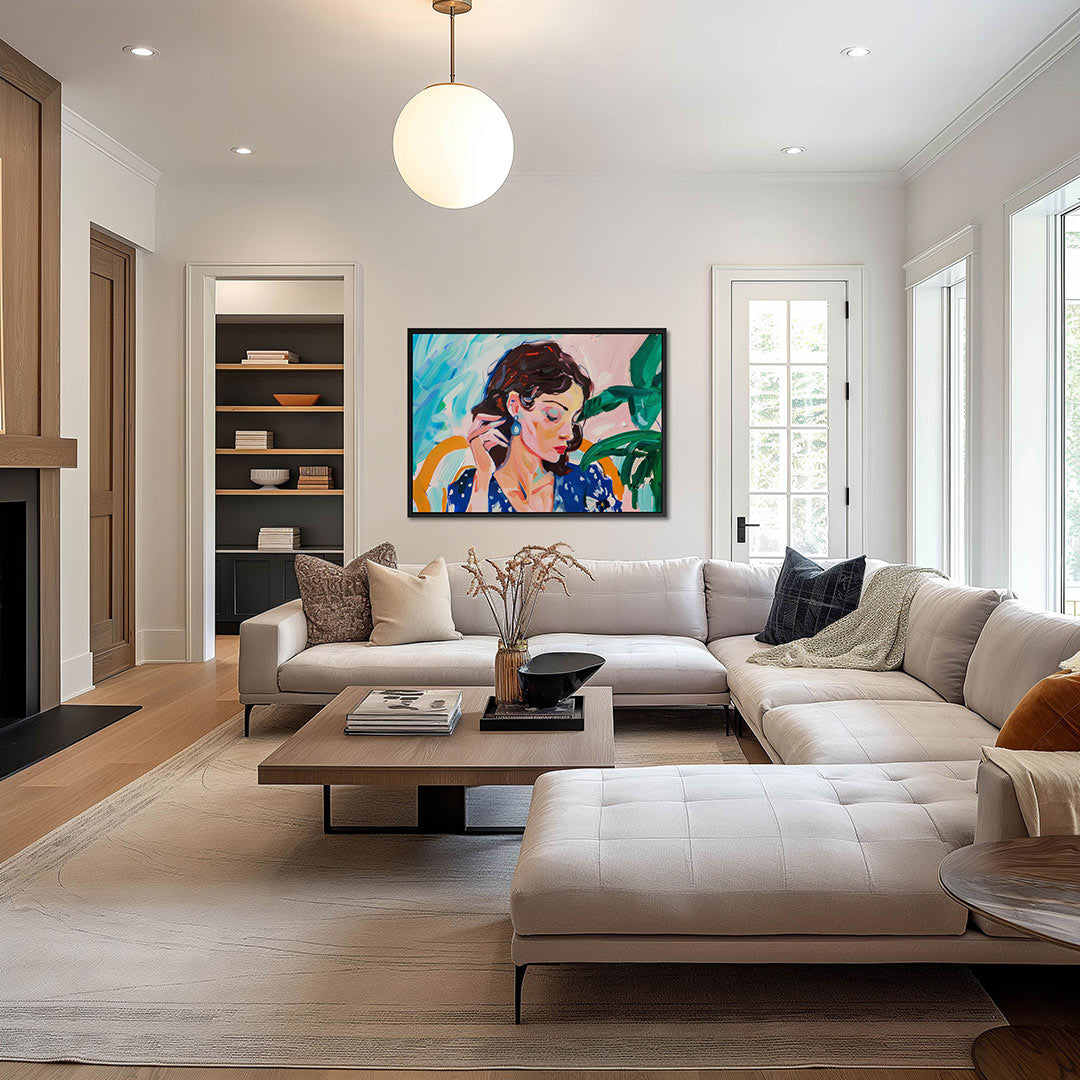 Vrouwelijk portret kleurrijk Kunstwerk