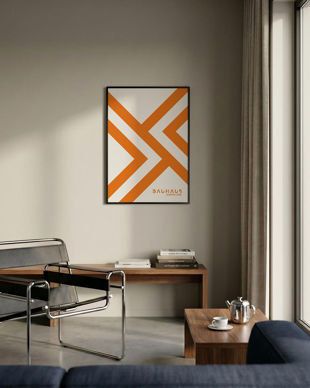 Oranje lijnenspel Poster