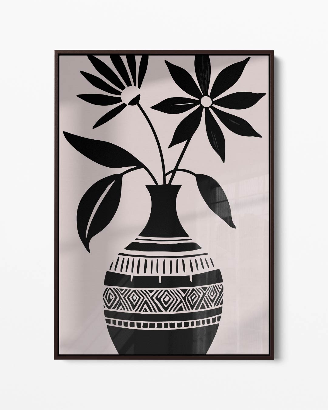 Bloemen in Zwart-Witte Vaas Kunstwerk-canvas-dibond-plexiglas-wanddecoratie-WallArtistic