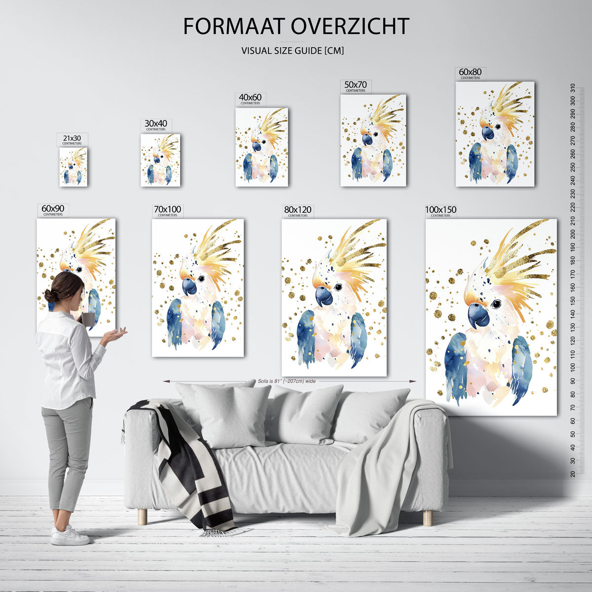 Papegaai met gouden accenten Poster