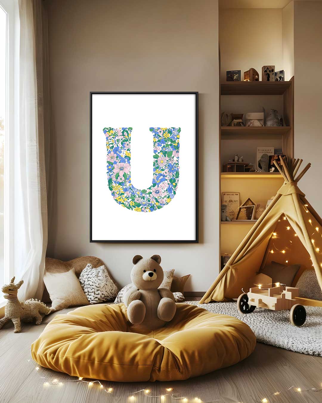 Bloemenletter U Kunstwerk-canvas-dibond-plexiglas-wanddecoratie-WallArtistic
