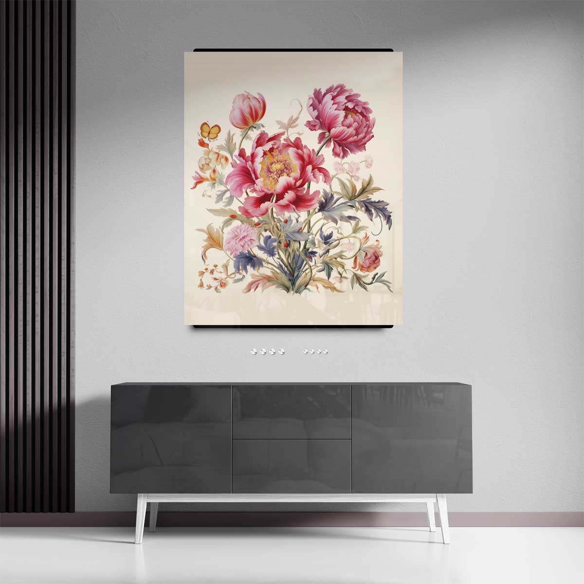 Bloemenpracht met Vlinder Kunstwerk-canvas-dibond-plexiglas-wanddecoratie-WallArtistic