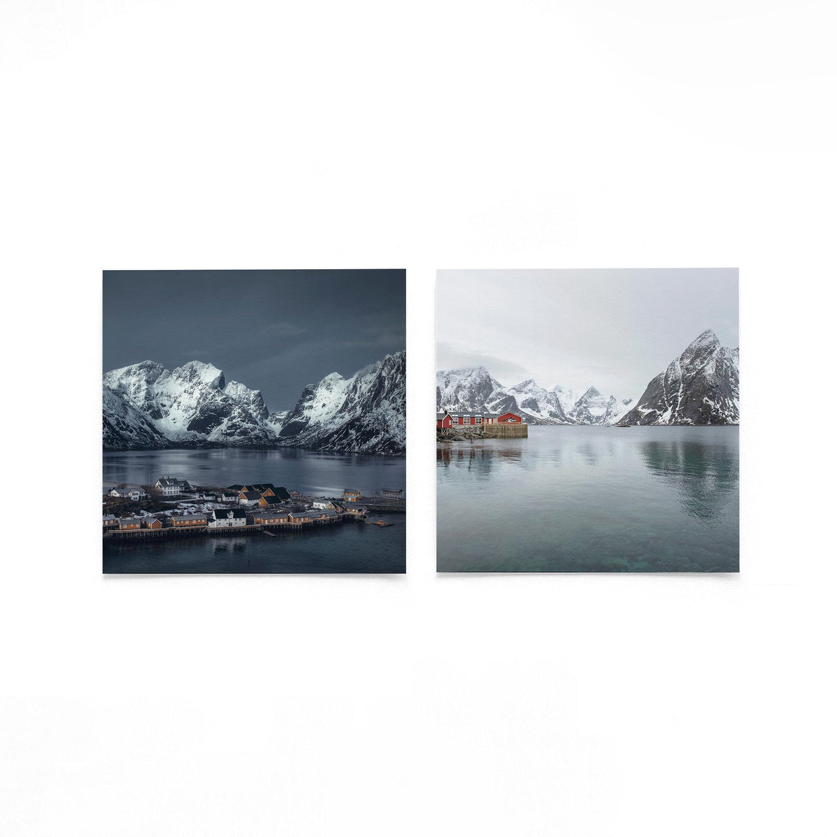 Productfoto van twee vierkante posters met stilte aan de fjord – Gerald Emming