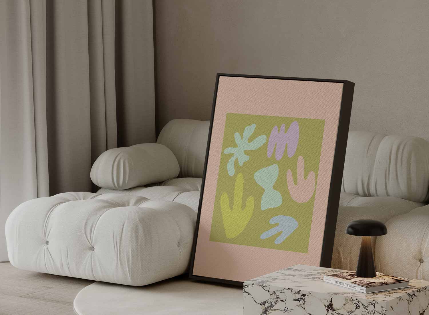 Speelse Pastelvormen Kunstwerk-canvas-dibond-plexiglas-wanddecoratie-WallArtistic