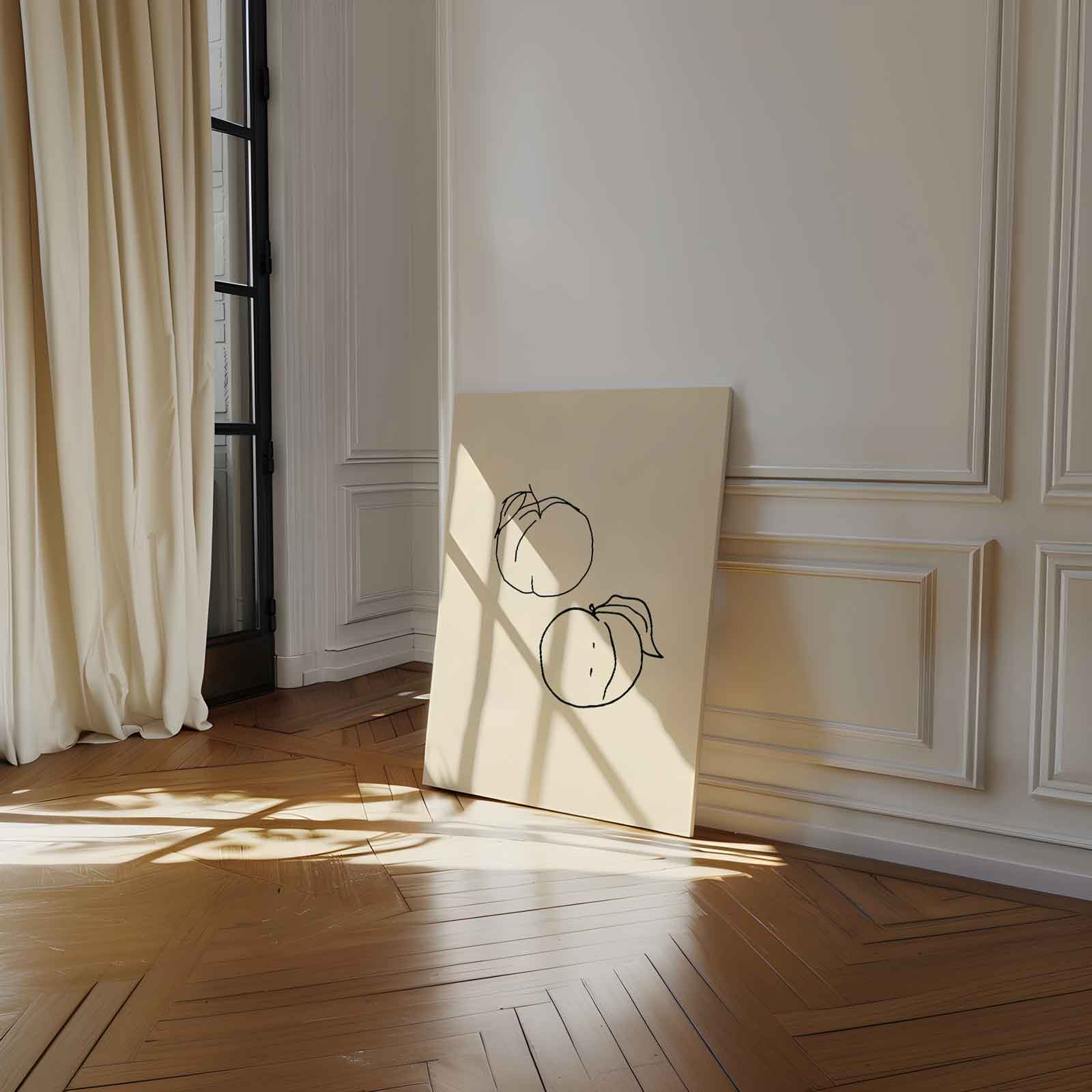 Lijndansende Perziken Kunstwerk-canvas-dibond-plexiglas-wanddecoratie-WallArtistic