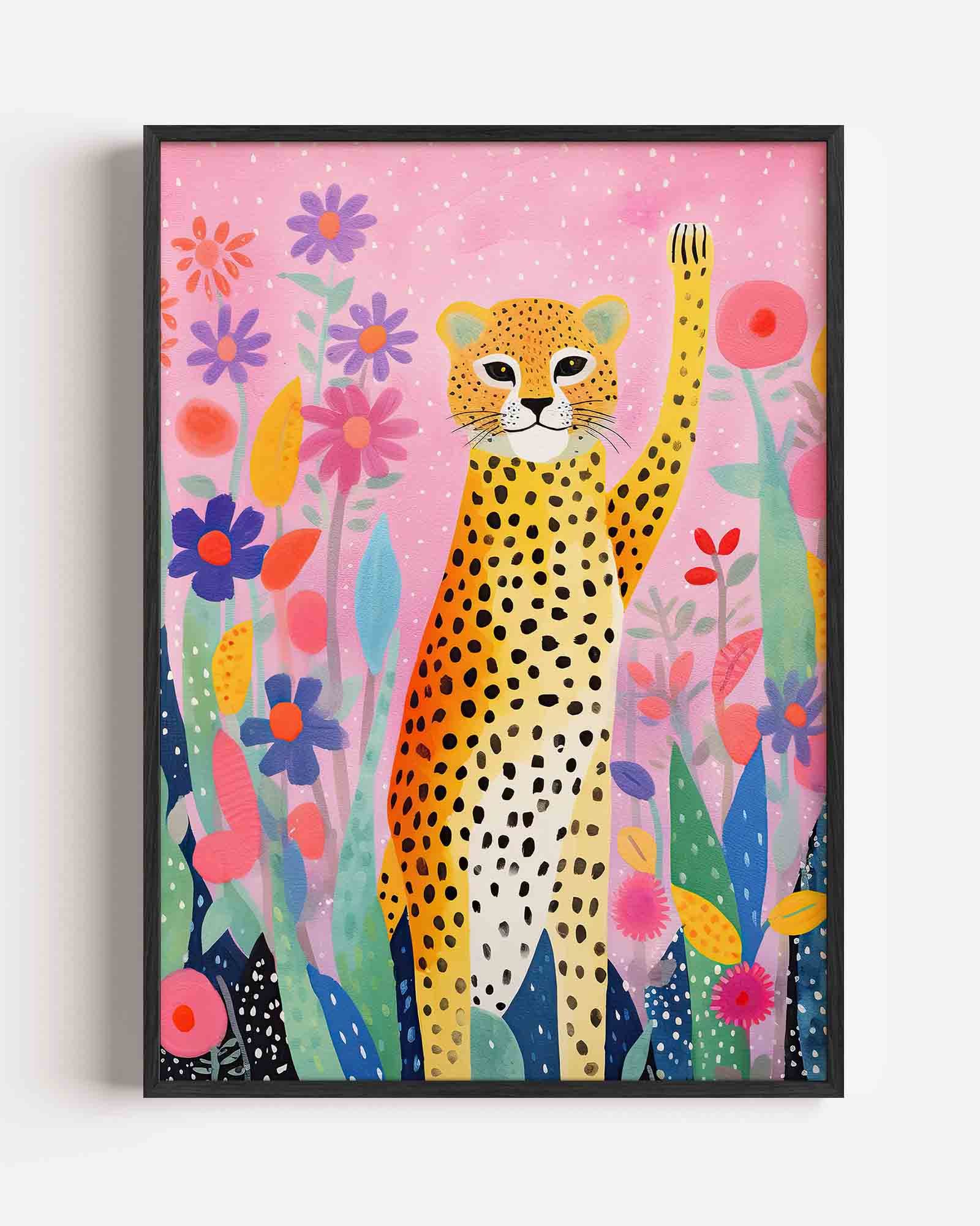 Luipaard en bloemen Poster