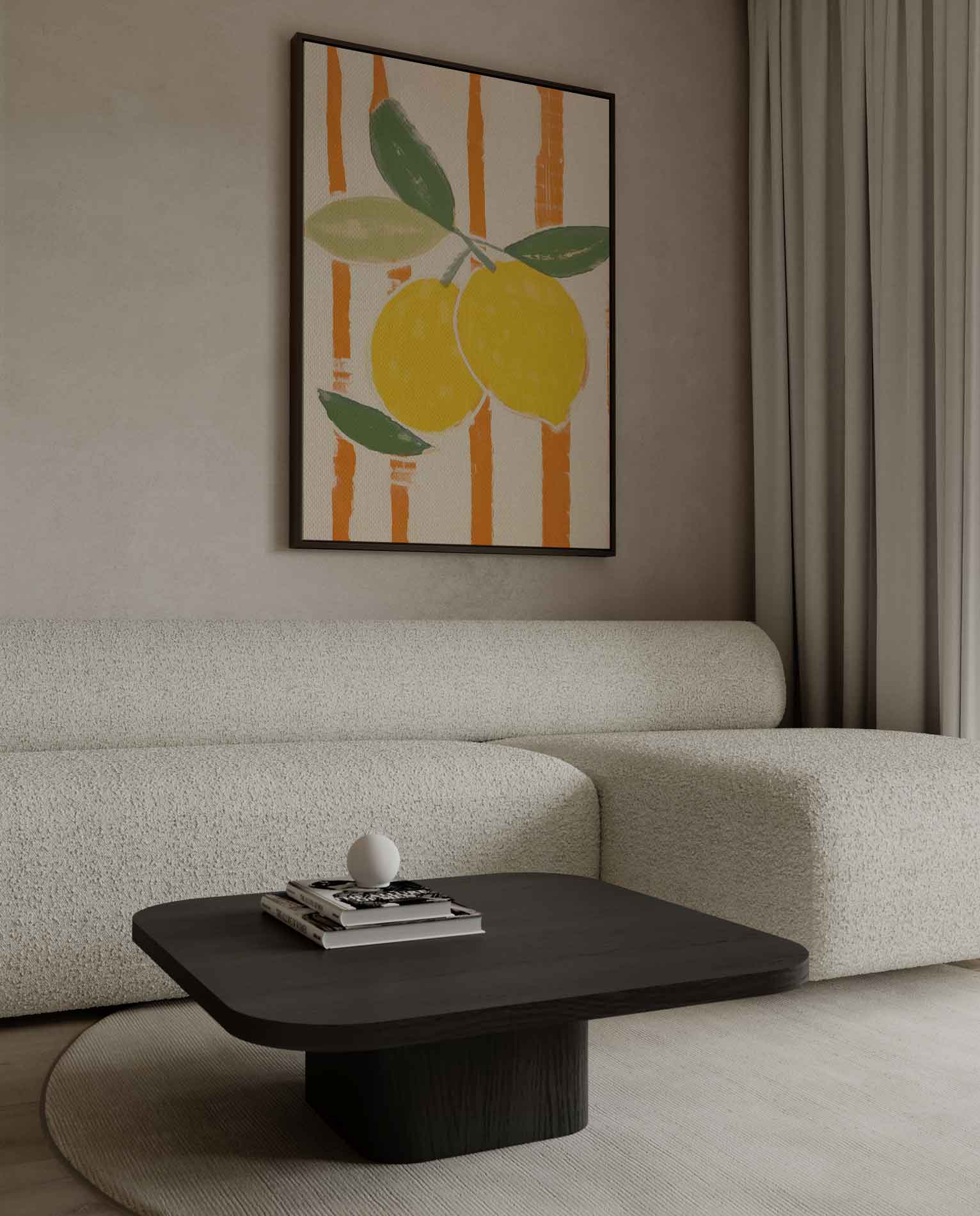 Zomerse Citroenen op Gestreepte Achtergrond Kunstwerk-canvas-dibond-plexiglas-wanddecoratie-WallArtistic