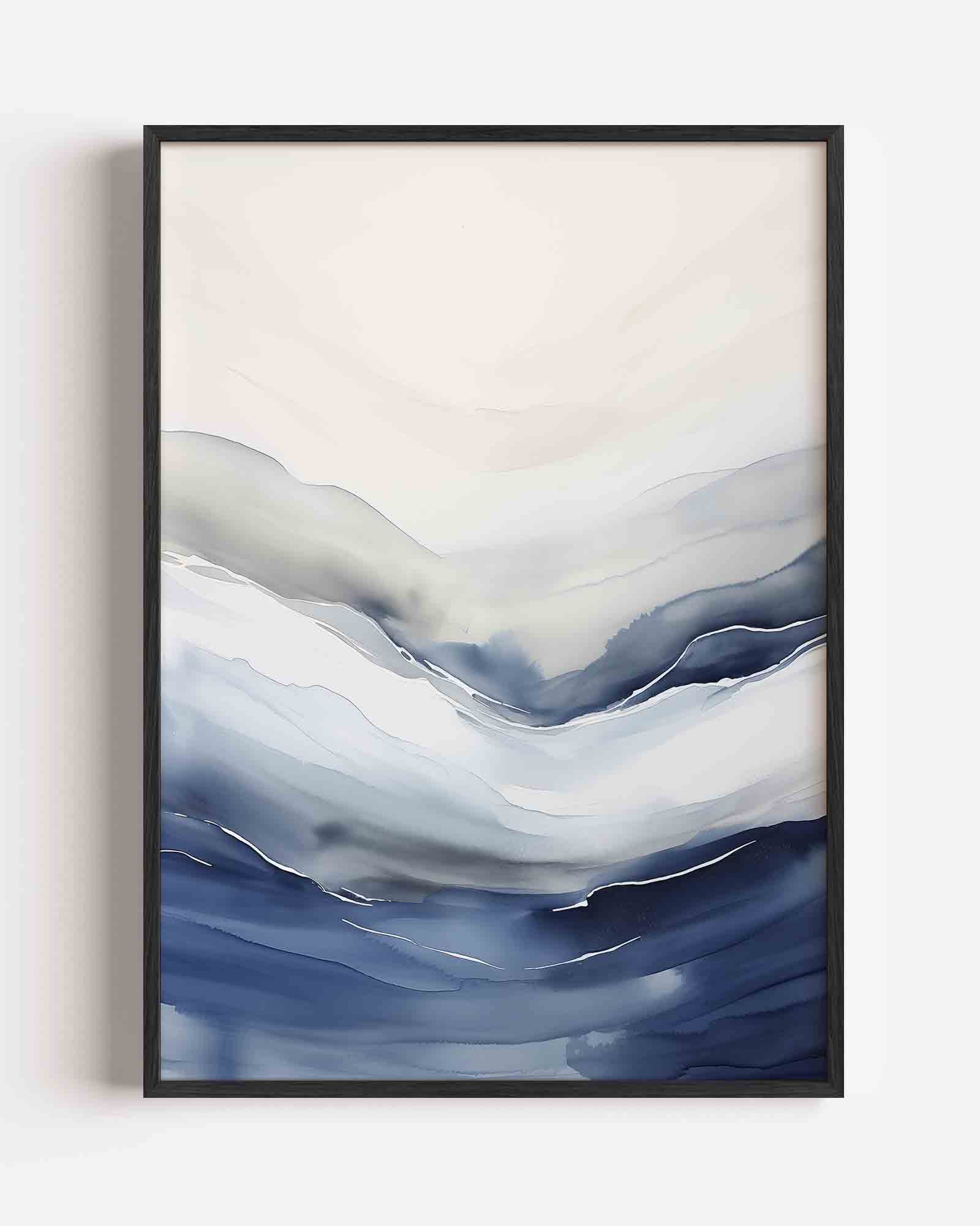 Golvende blauwe lijnen Poster