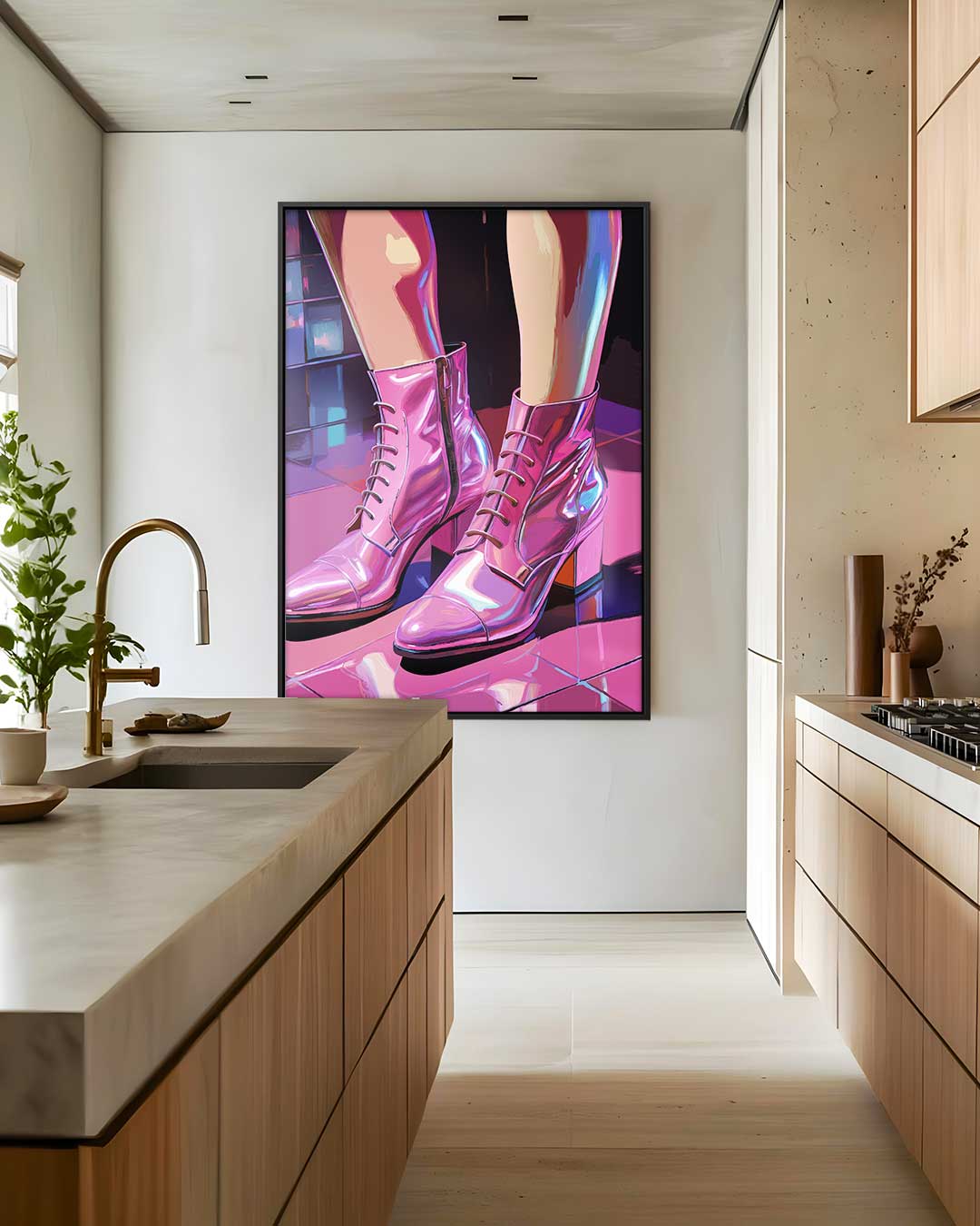 Stijlvolle Glanzende Enkellaarsjes Kunstwerk-canvas-dibond-plexiglas-wanddecoratie-WallArtistic