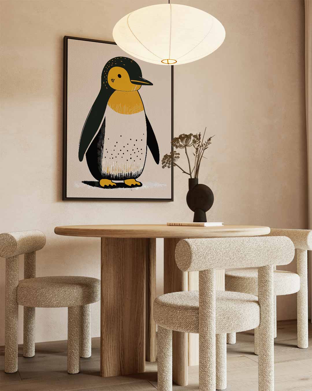 Vrolijke Pinguïn Illustratie Kunstwerk-canvas-dibond-plexiglas-wanddecoratie-WallArtistic