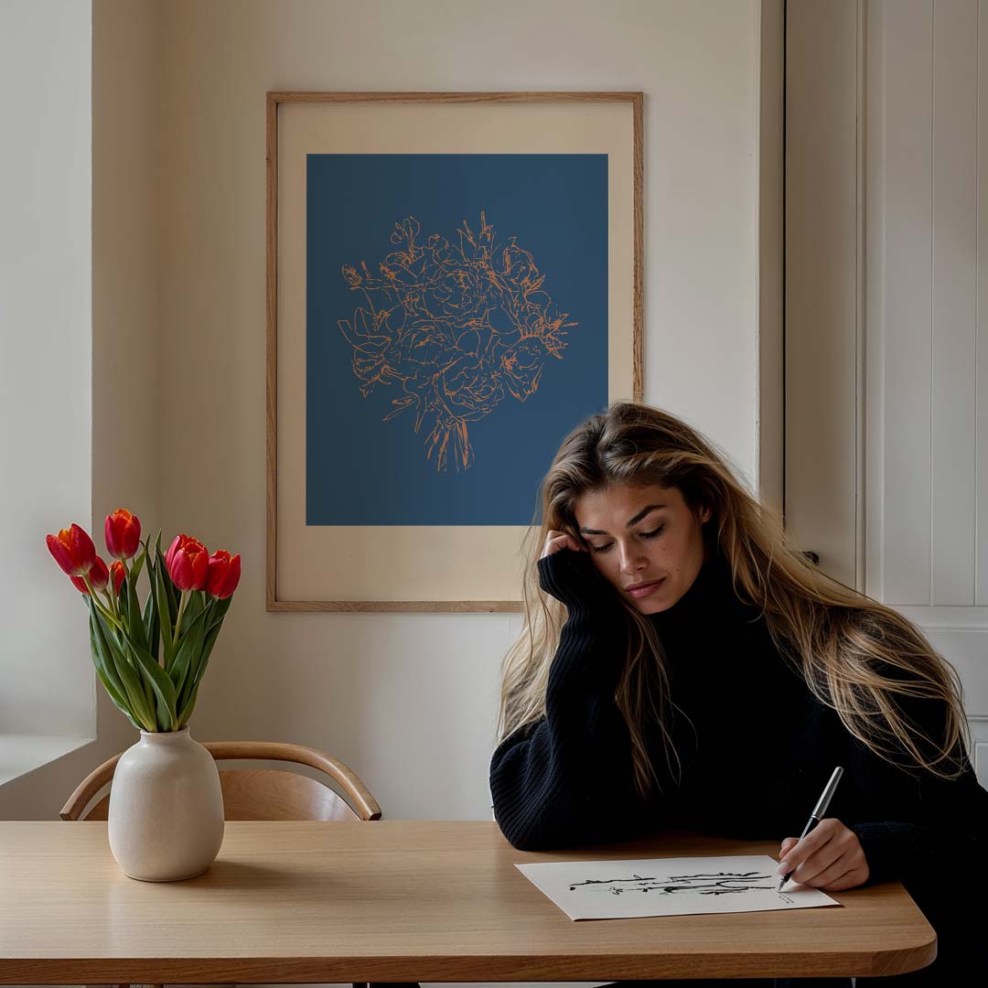 Bloemenpracht Lijntekening Poster-WallArtistic