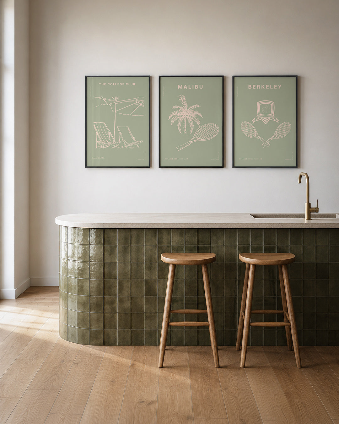 Lijnenspel en zachtgroen Posterset