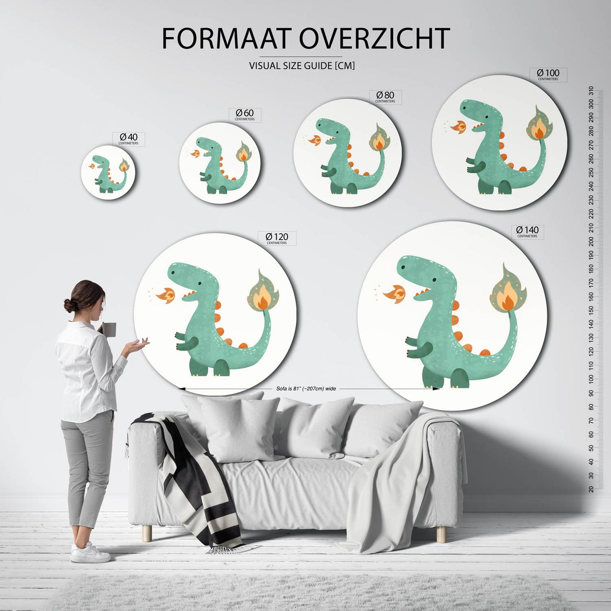 Groene dinosaurus Muurcirkel