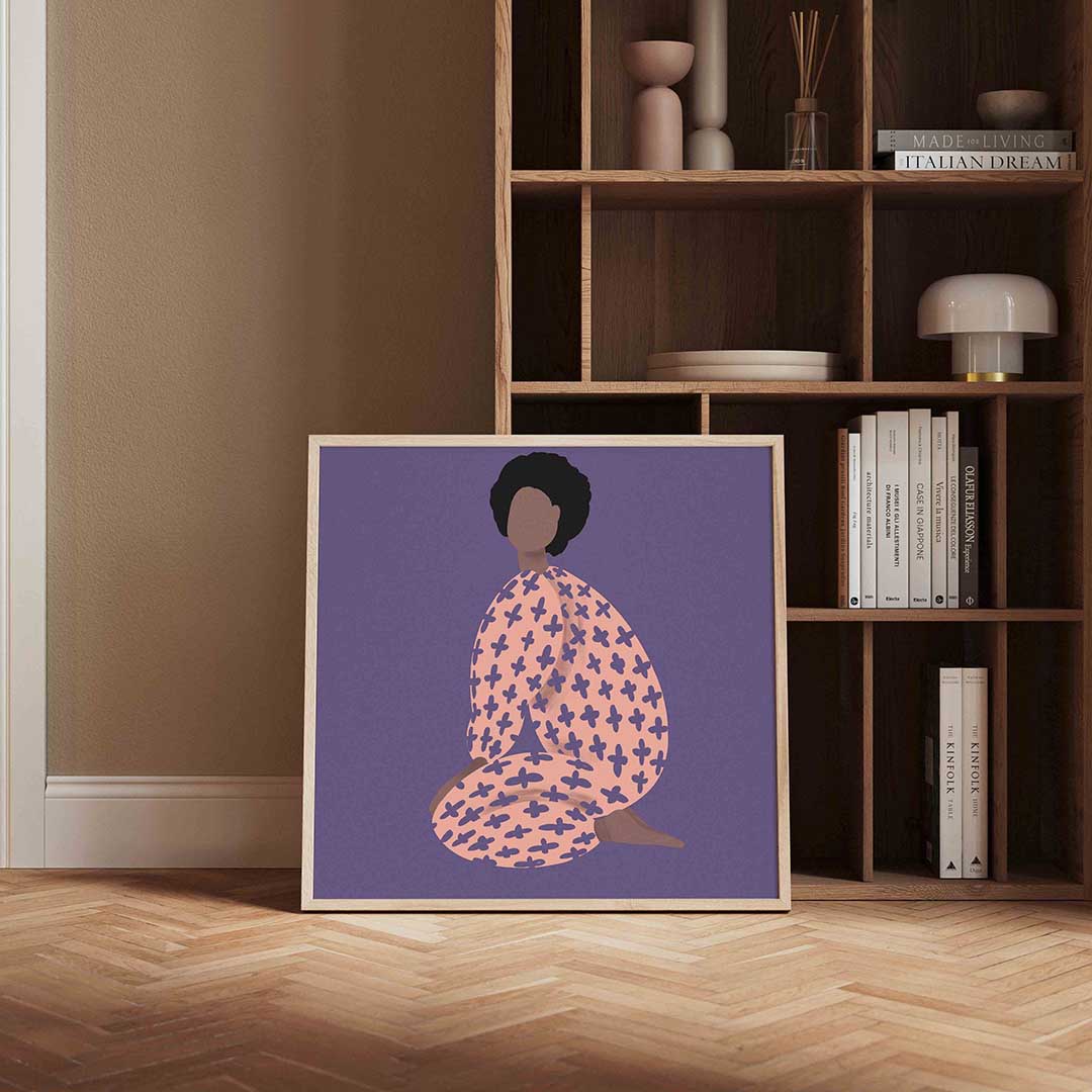 Zittende figuur met patroon Poster
