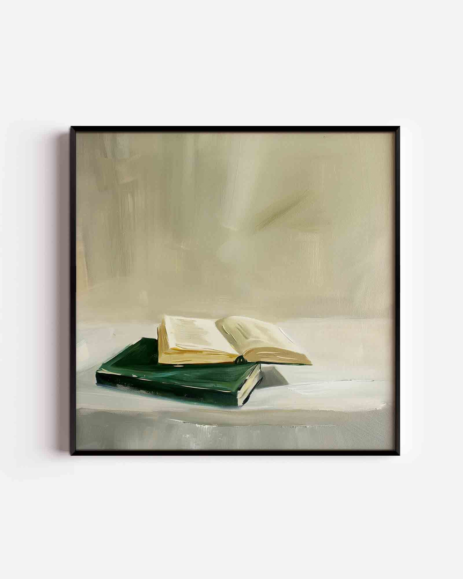 Open boek op tafel Poster