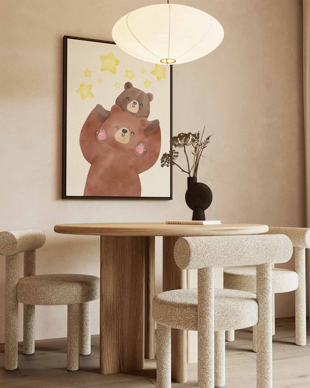 Knuffelende Beertjes Onder Sterren Kunstwerk-canvas-dibond-plexiglas-wanddecoratie-WallArtistic