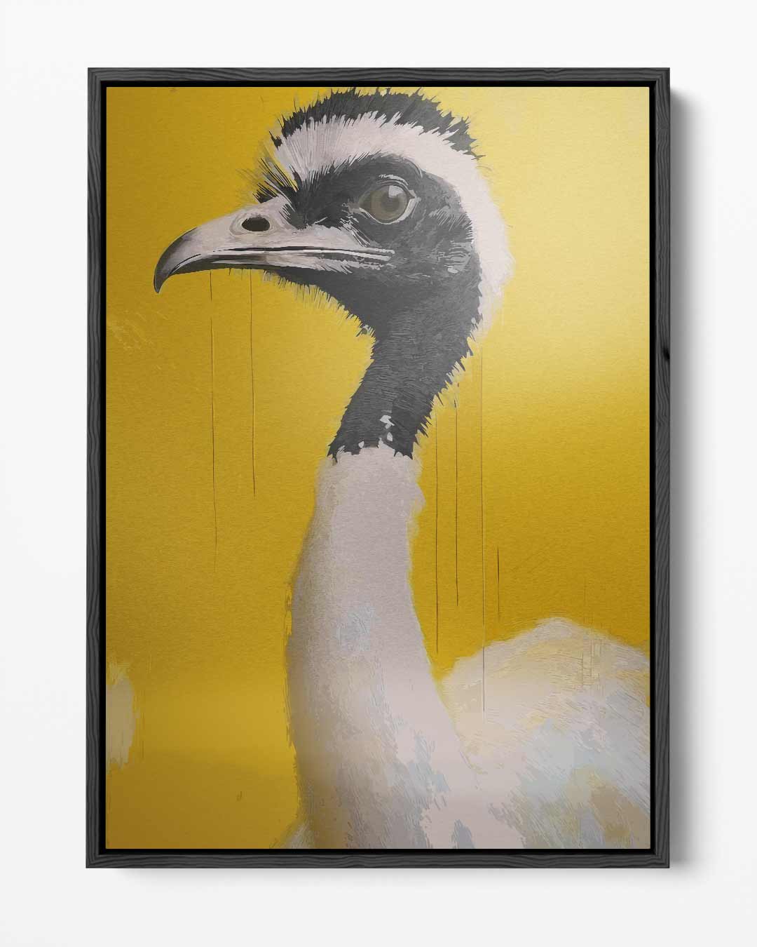 Majestueuze Vogel op Geel Kunstwerk-canvas-dibond-plexiglas-wanddecoratie-WallArtistic