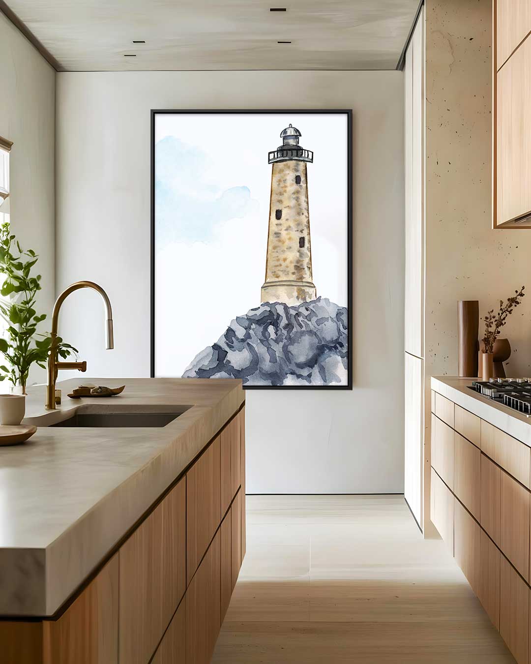 Vuurtoren op de rotst Kunstwerk-canvas-dibond-plexiglas-wanddecoratie-WallArtistic