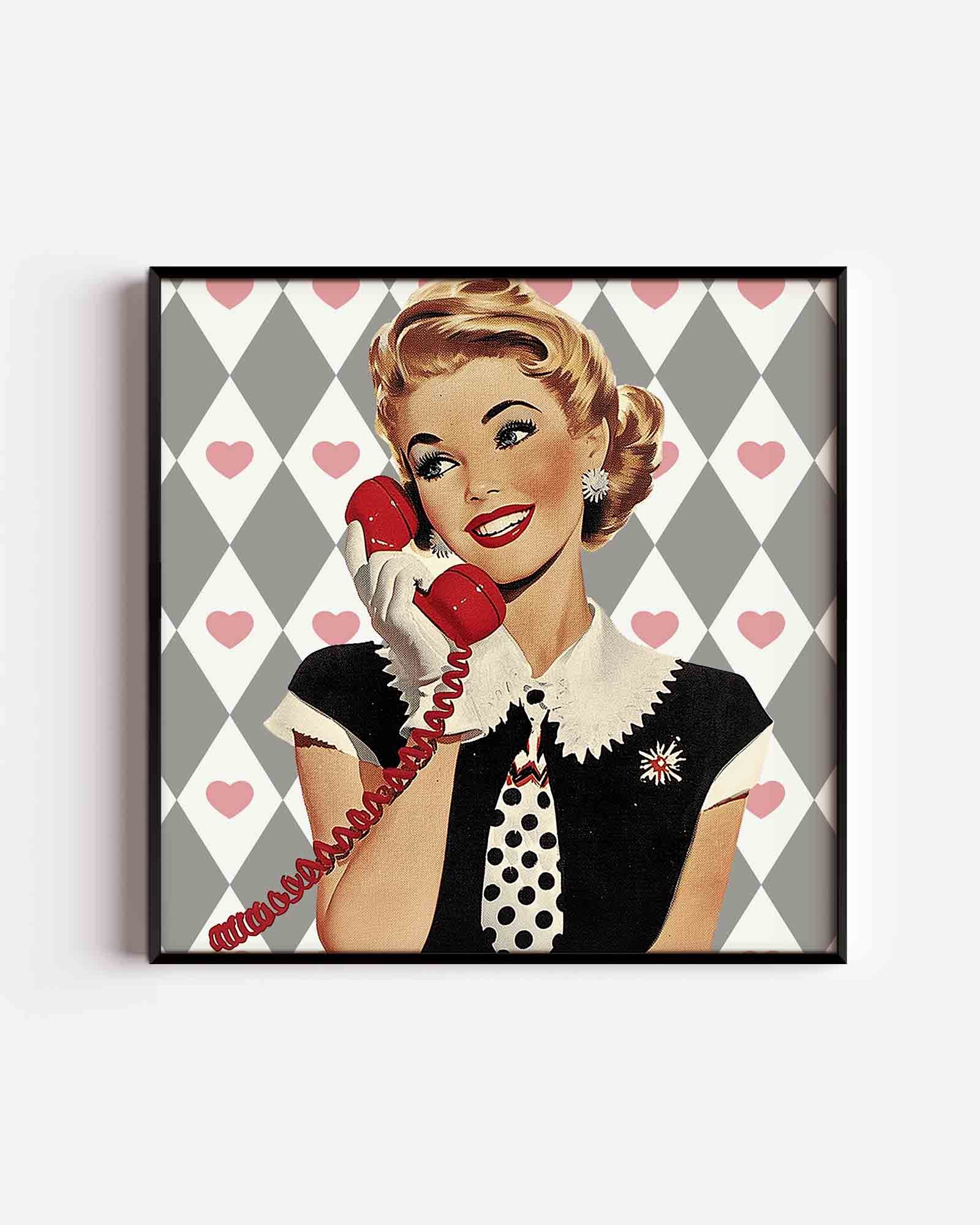 Vrouw met telefoon Poster