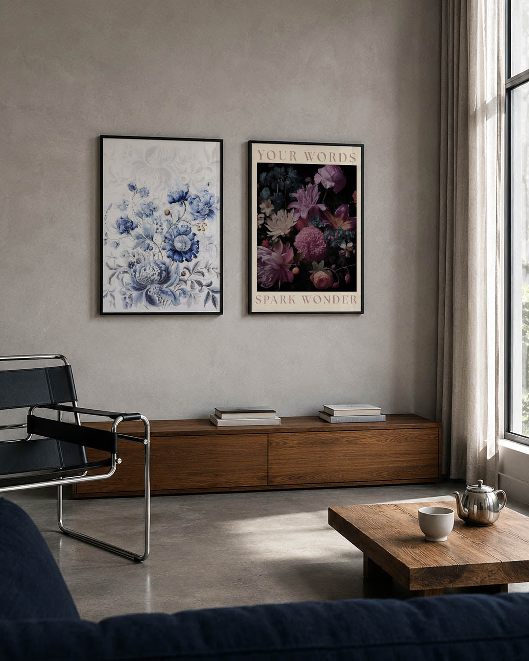 Bloemenpracht in blauw Posterset