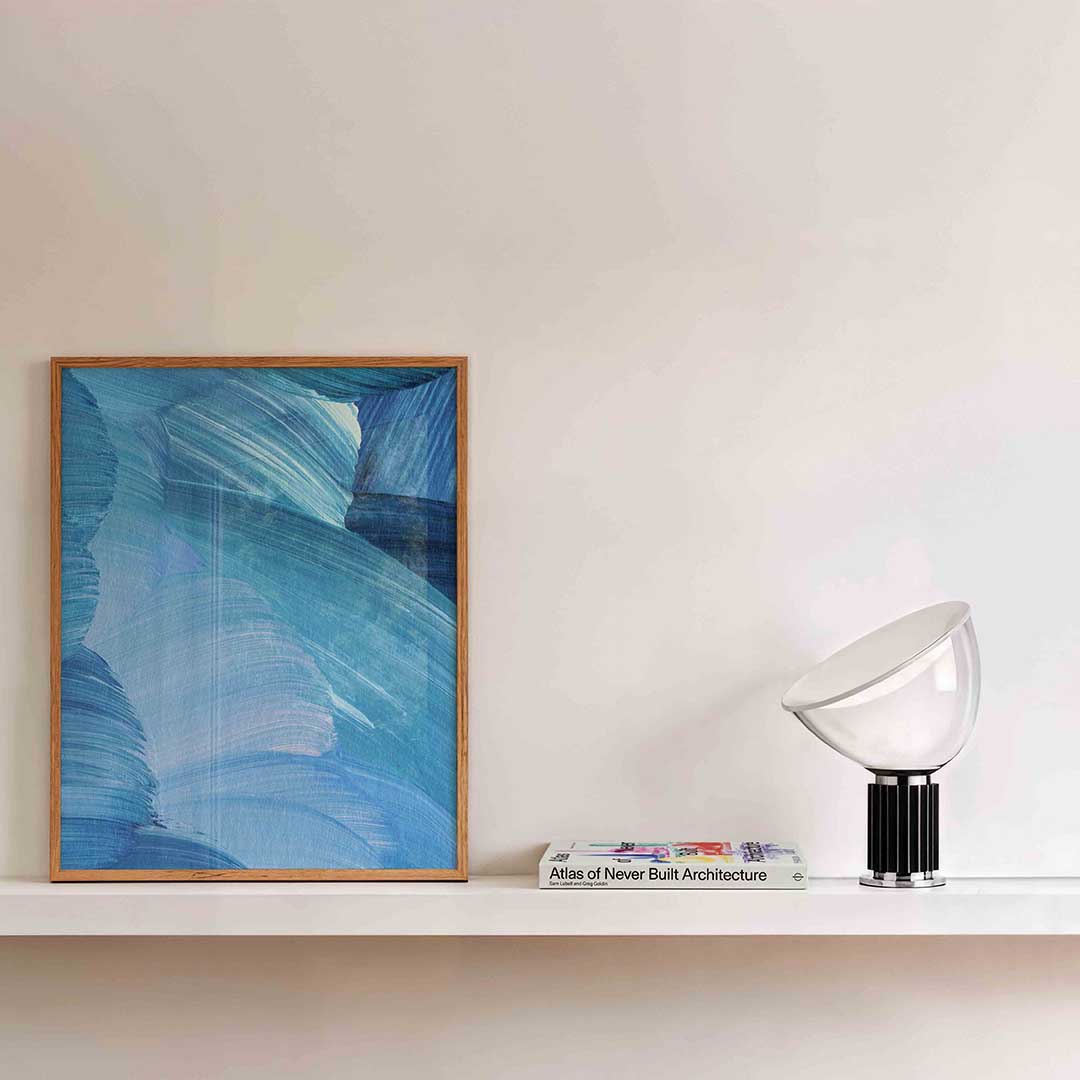 Blauwe penseelstreken Poster