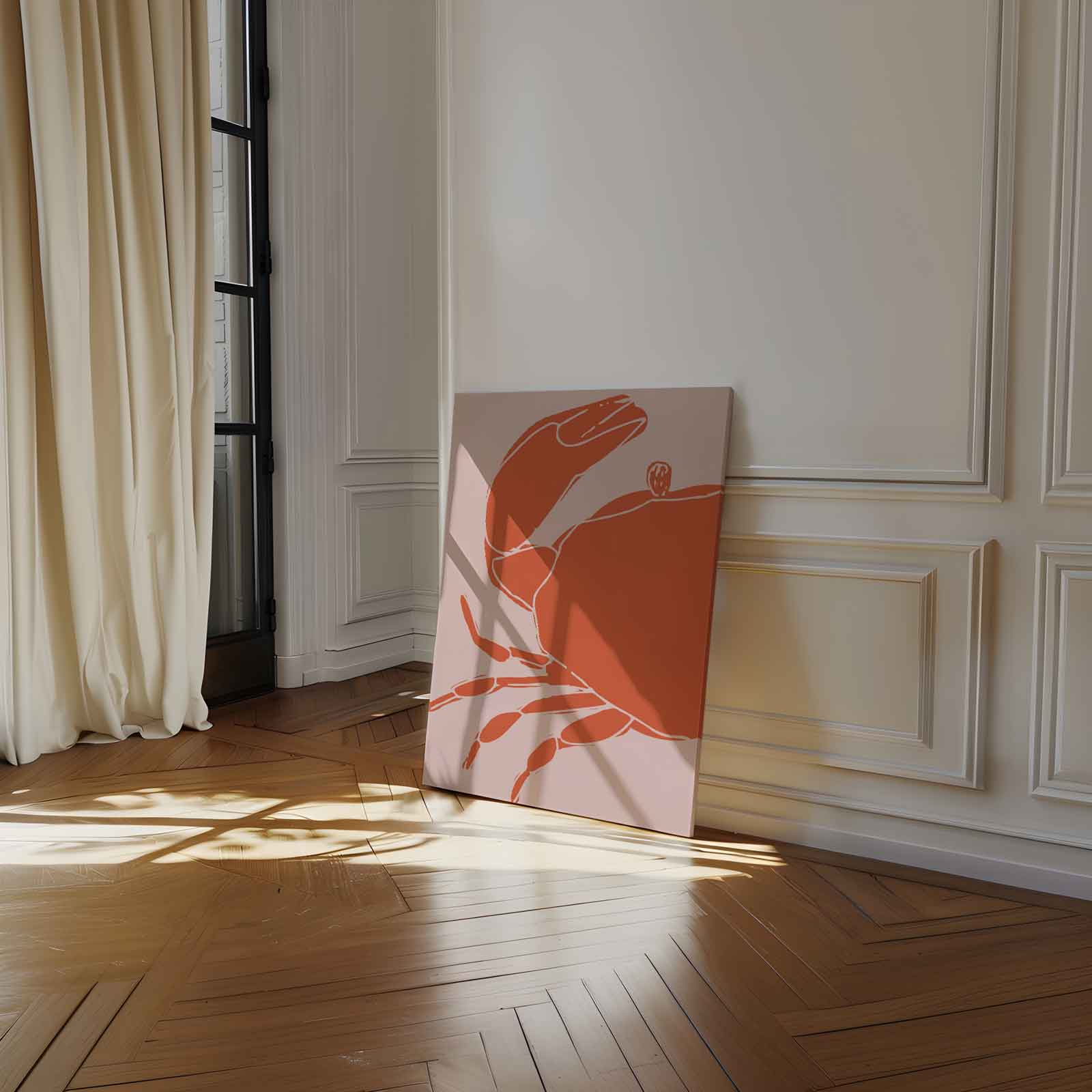 Moderne Krabsilhouet Kunstwerk-canvas-dibond-plexiglas-wanddecoratie-WallArtistic