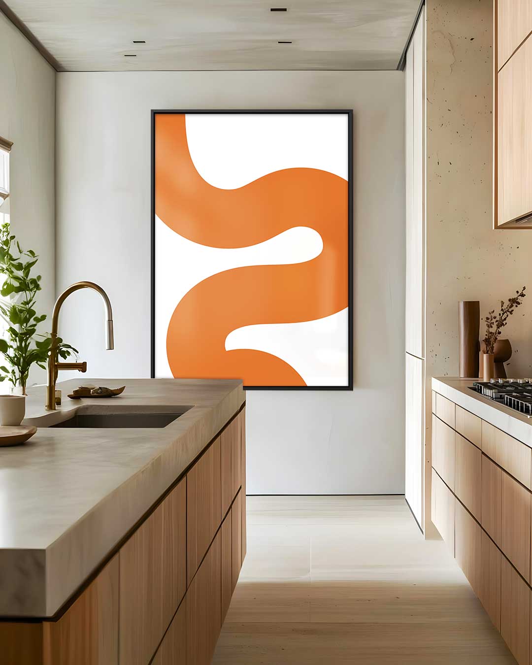 Golvend Oranjepatroon Kunstwerk-canvas-dibond-plexiglas-wanddecoratie-WallArtistic