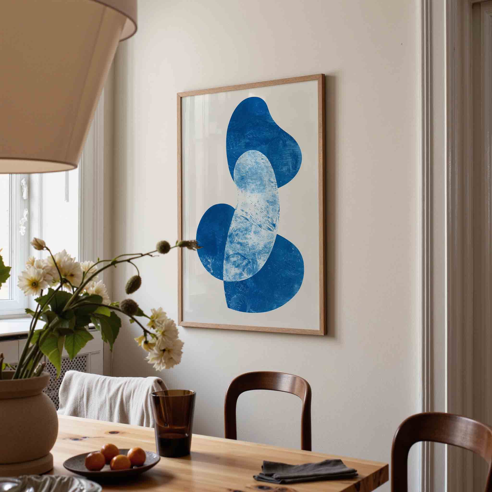 Abstracte blauwe vormen Poster