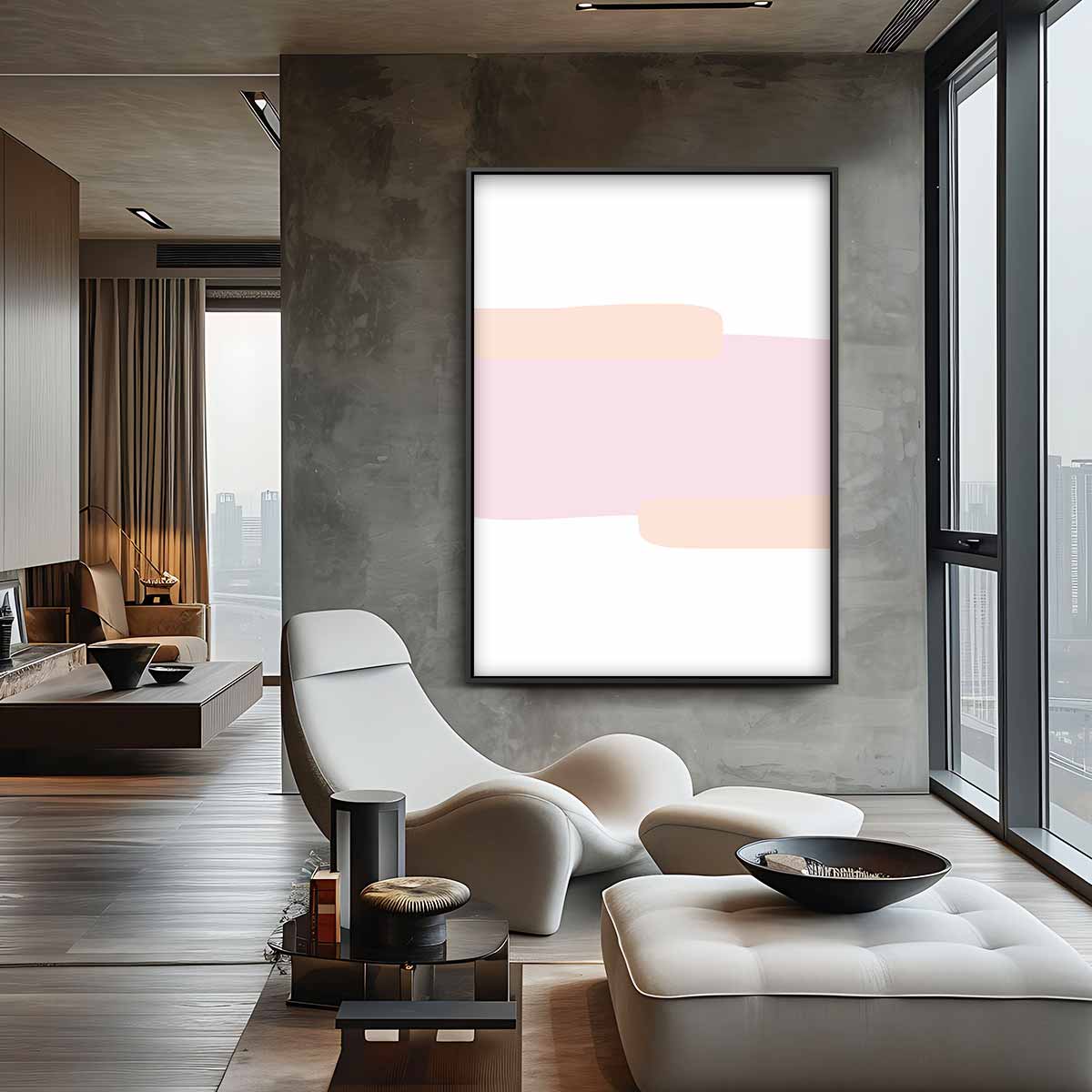 Zachte Kleuren Abstractie Kunstwerk-canvas-dibond-plexiglas-wanddecoratie-WallArtistic