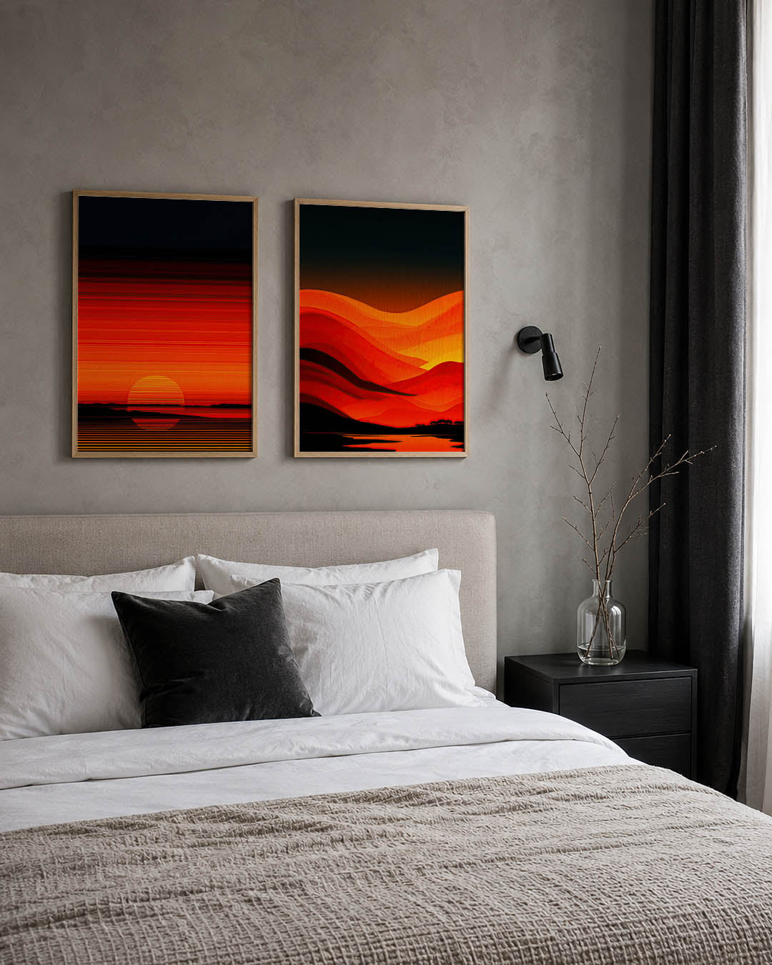 Zonsondergang lijnen Posterset