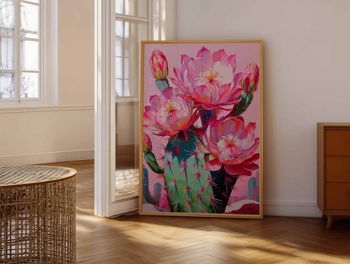 Kleurrijke Cactus Bloei Poster
