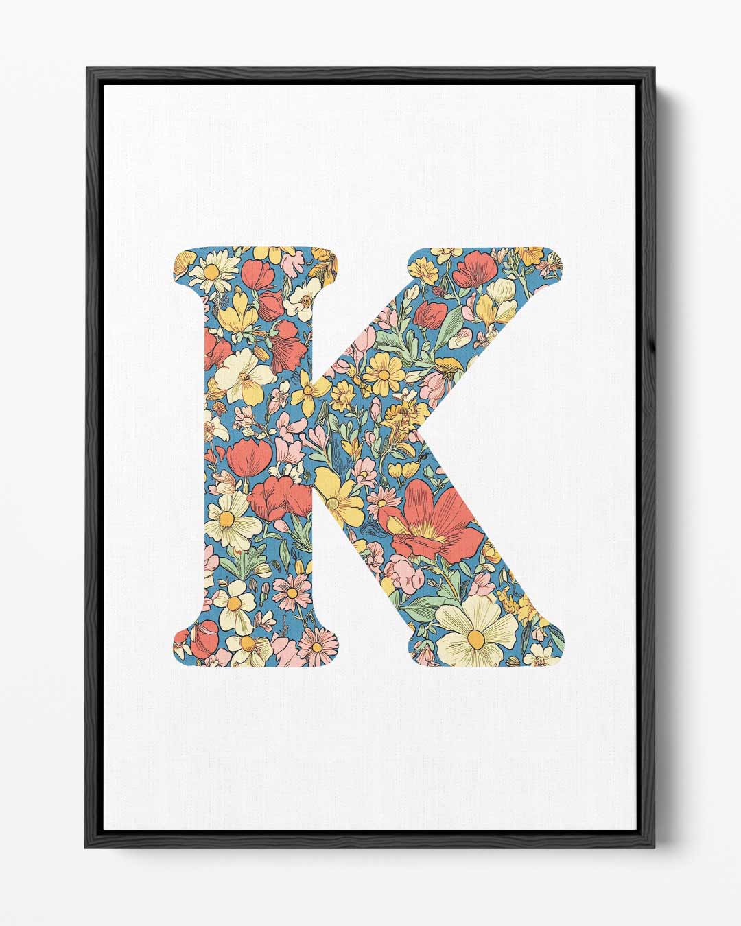 Bloemrijke Letter K Kunstwerk-canvas-dibond-plexiglas-wanddecoratie-WallArtistic