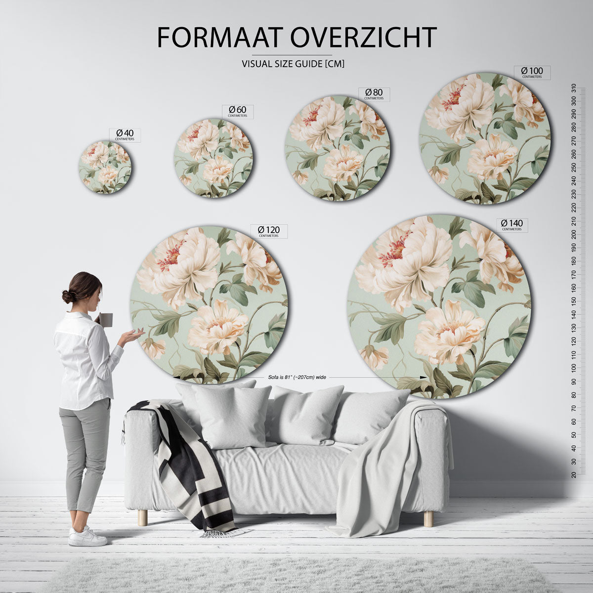 Bloemen en bladeren Muurcirkel