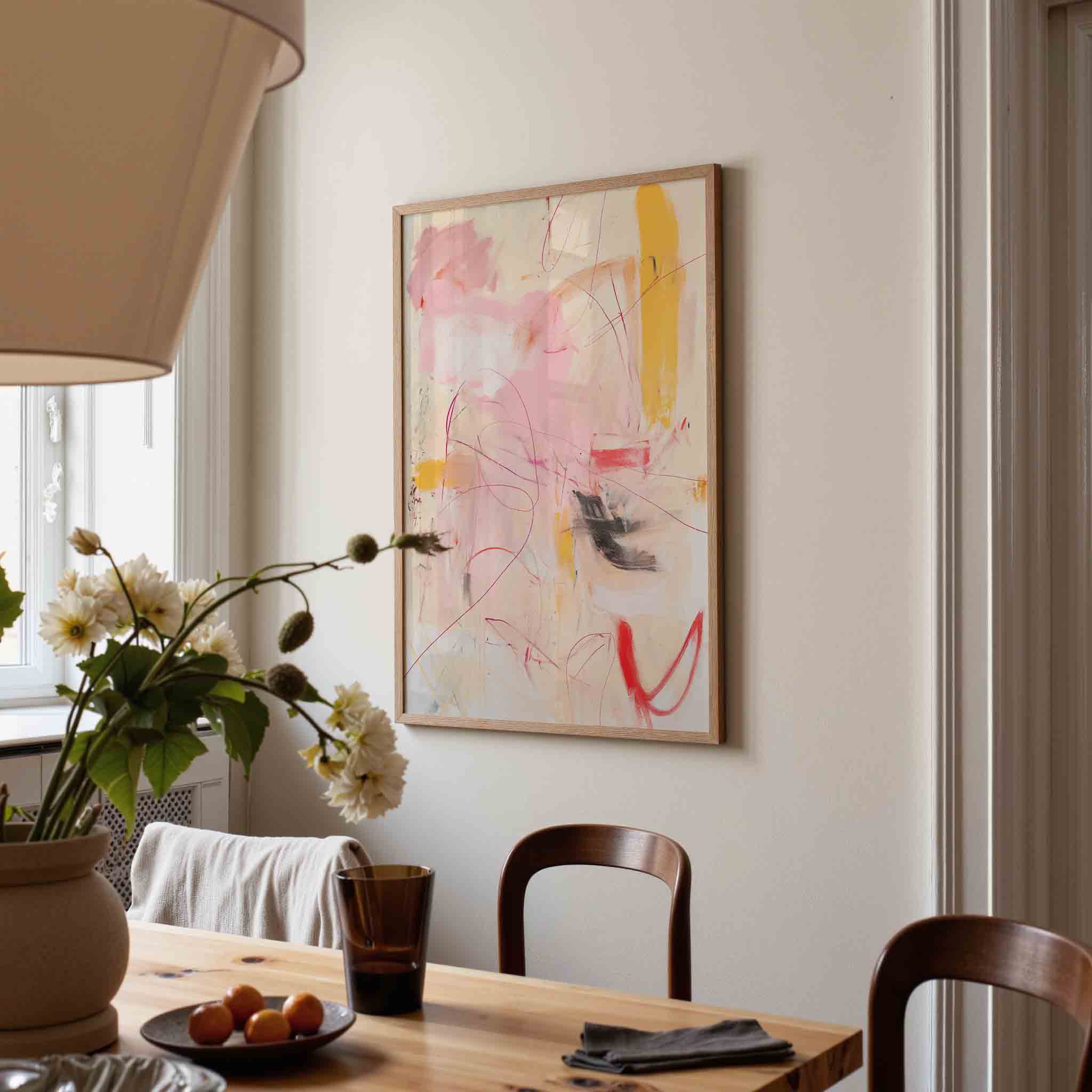 Abstracte roze en gele Poster