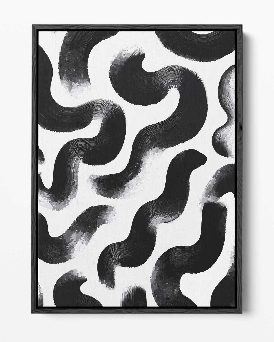 Abstracte Zwart-witte Kronkels Kunstwerk-canvas-dibond-plexiglas-wanddecoratie-WallArtistic