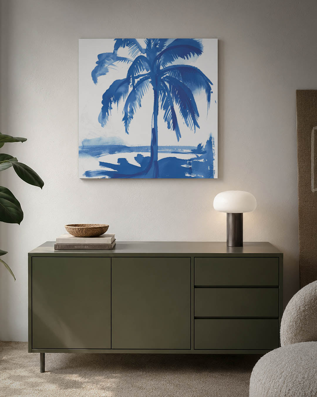 Blauwe palmboom Kunstwerk