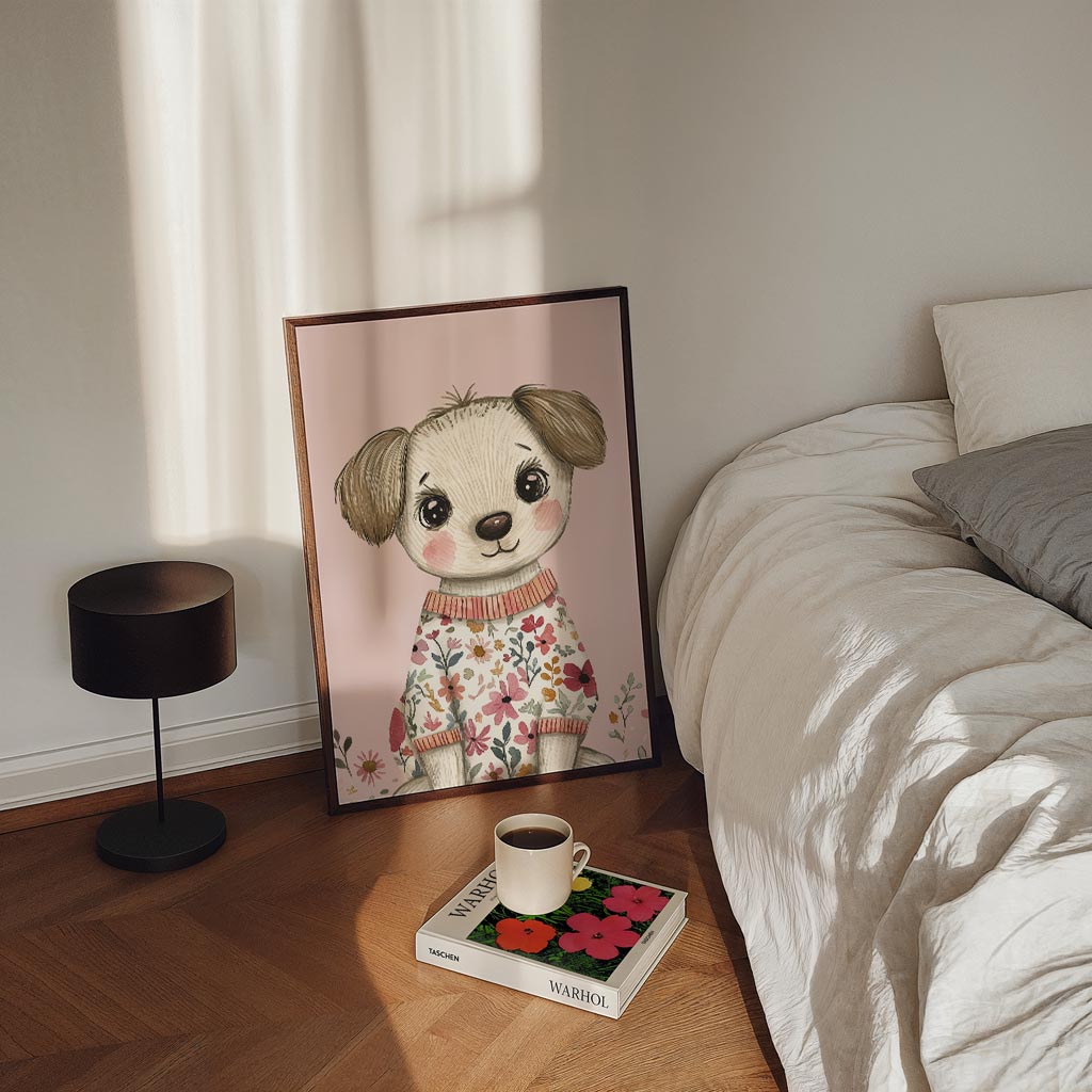 Lieve Puppy Bloemenposter