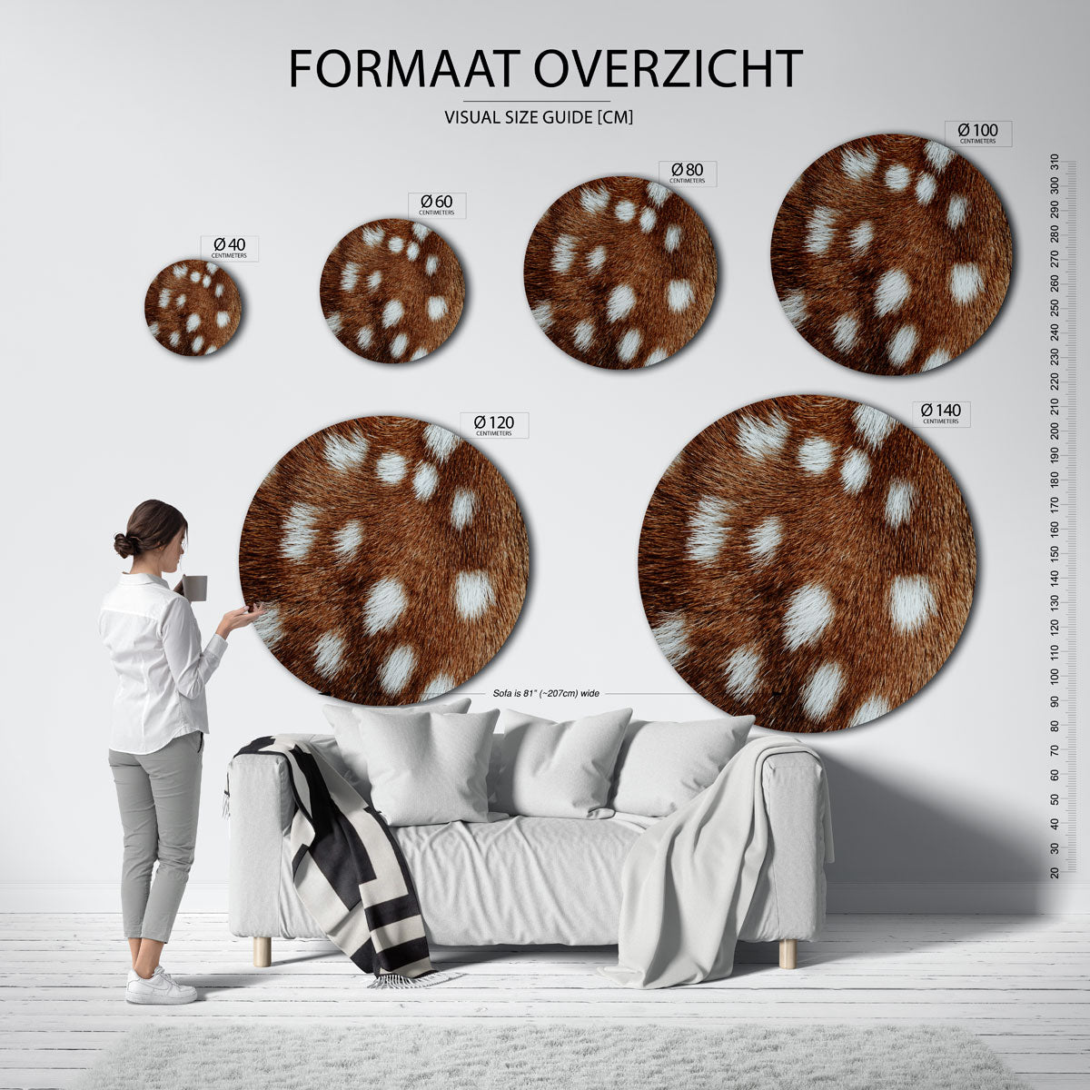 Bruine en witte vacht Muurcirkel