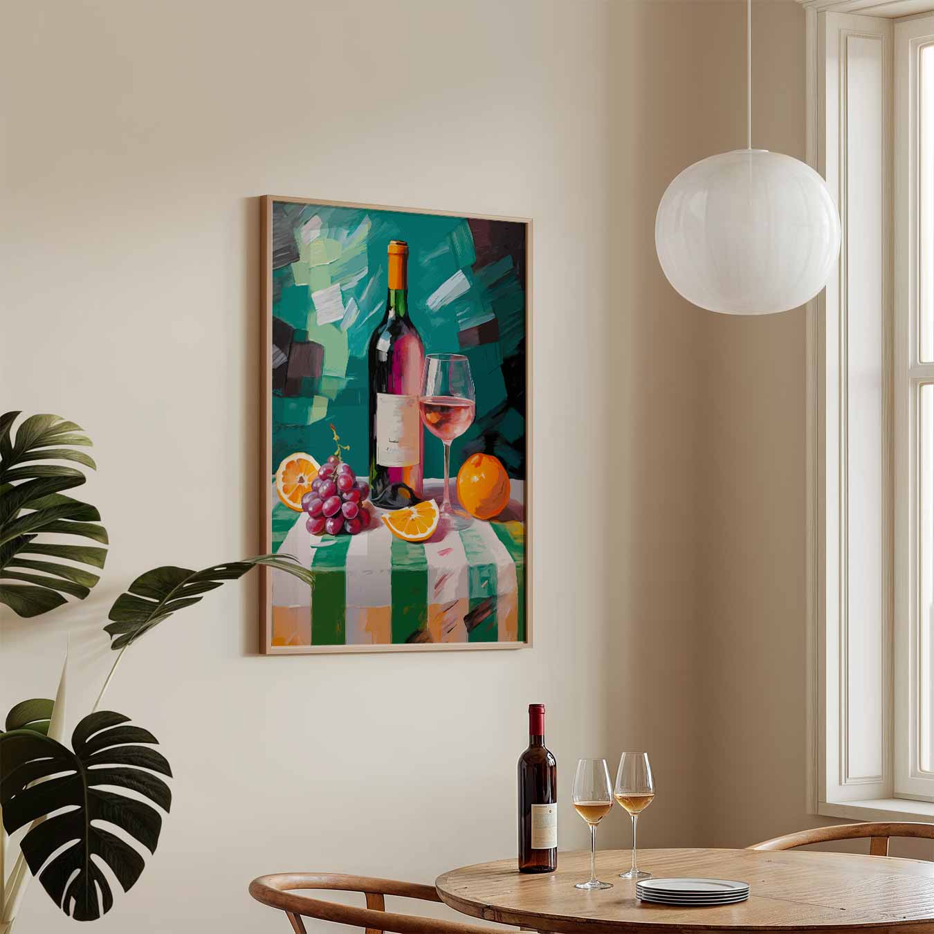 Stijlvolle Wijn en Vruchten Poster