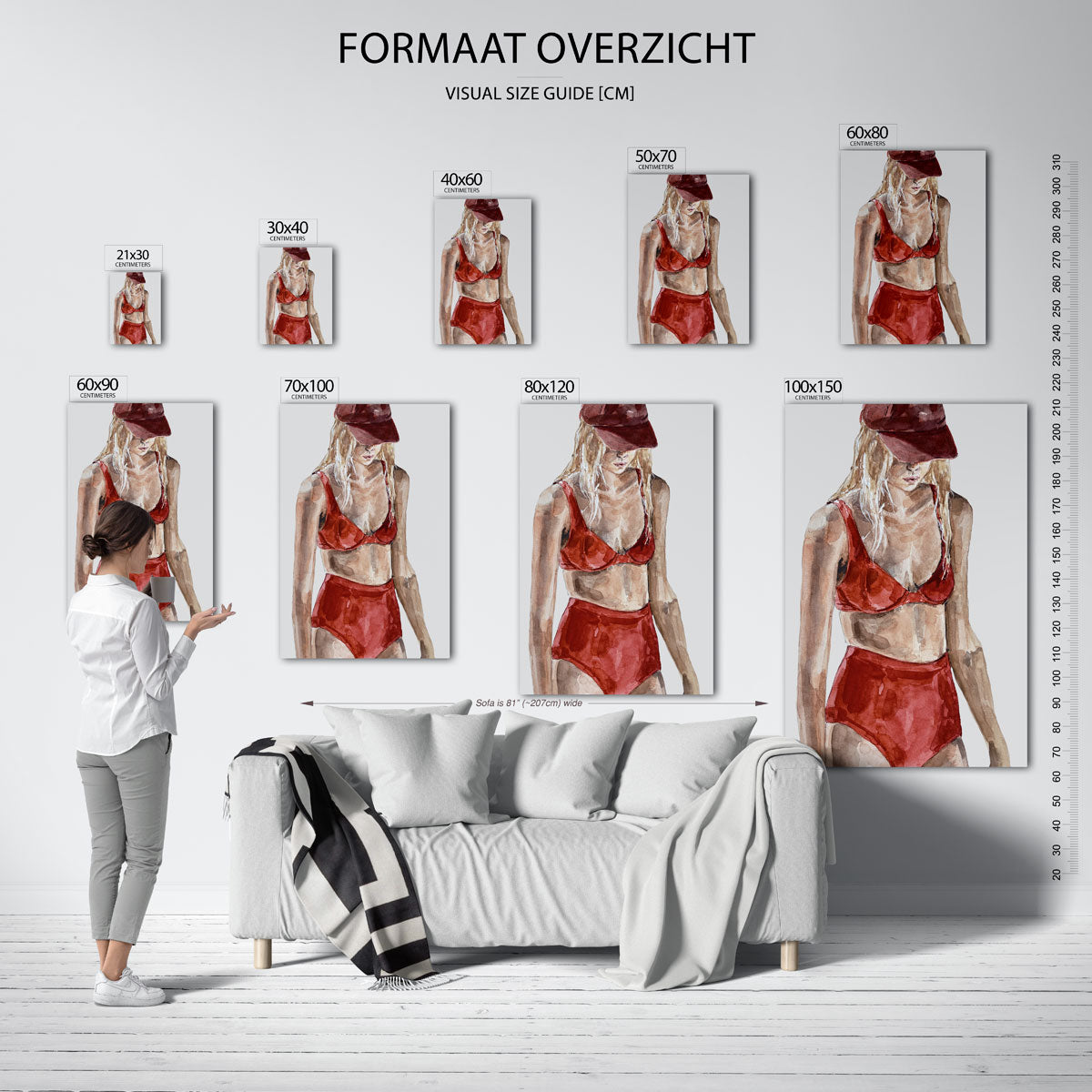 Vrouw in rode outfit Poster