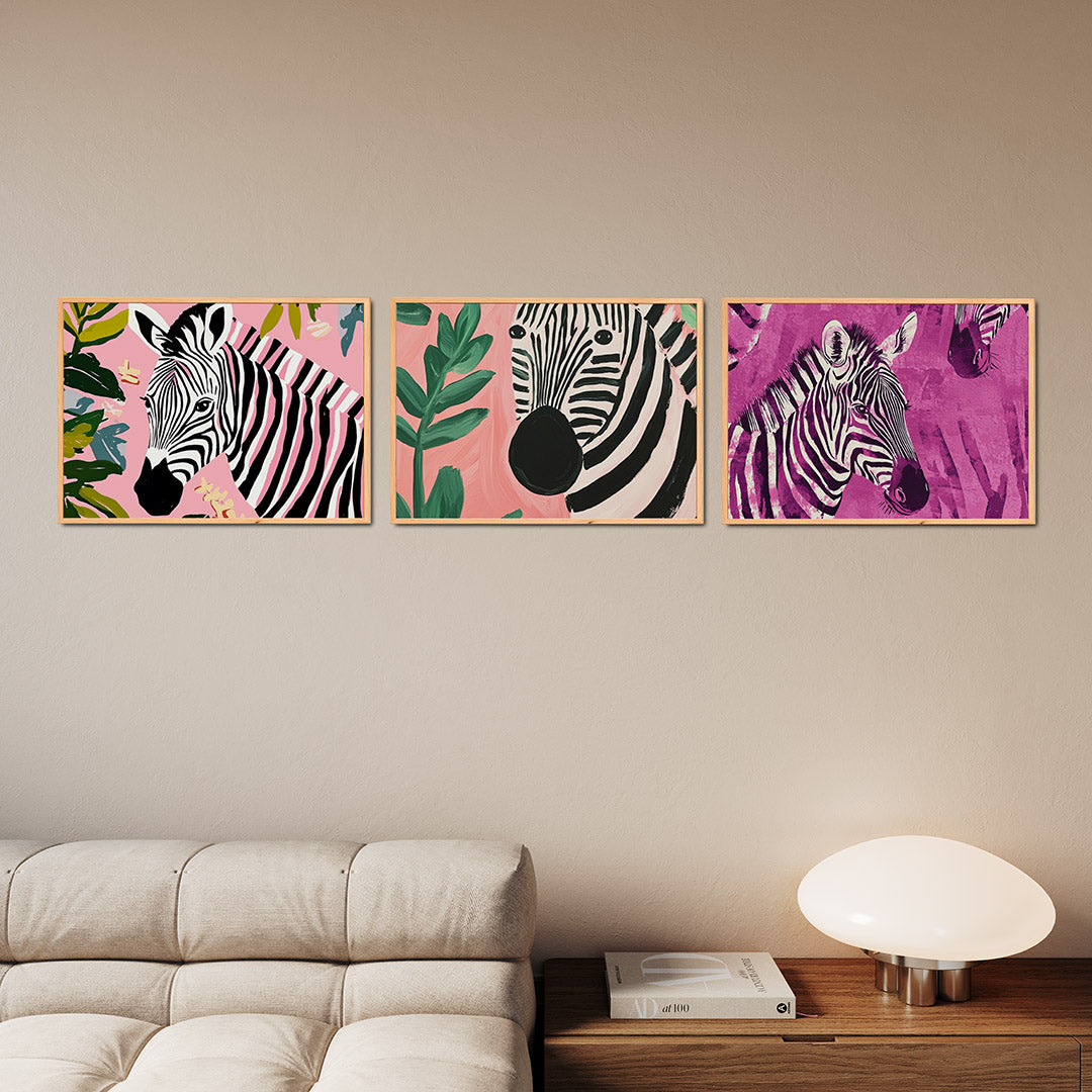 Zebra en bladeren Posterset