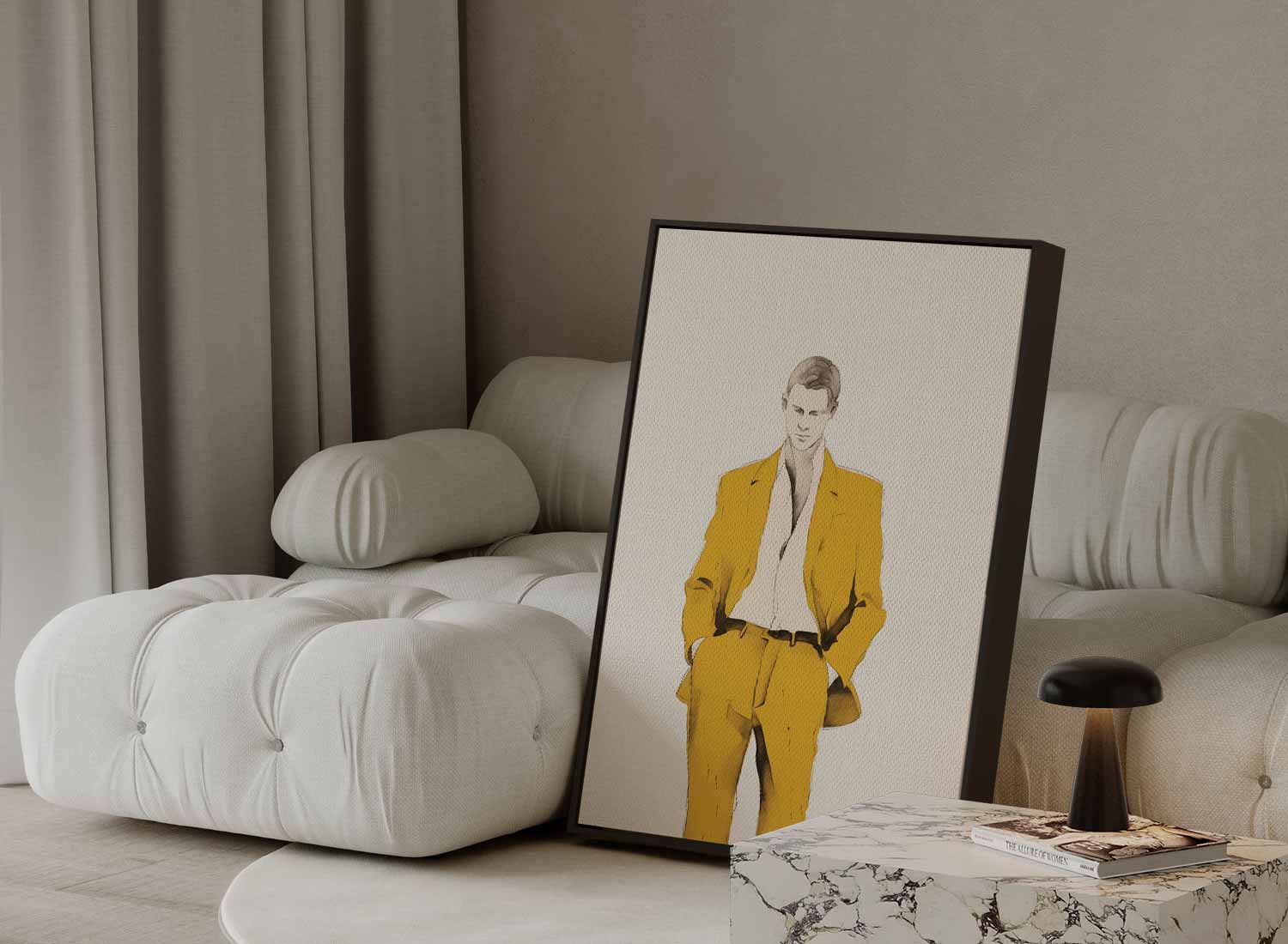 Elegante Stijl in Geel Kunstwerk-canvas-dibond-plexiglas-wanddecoratie-WallArtistic