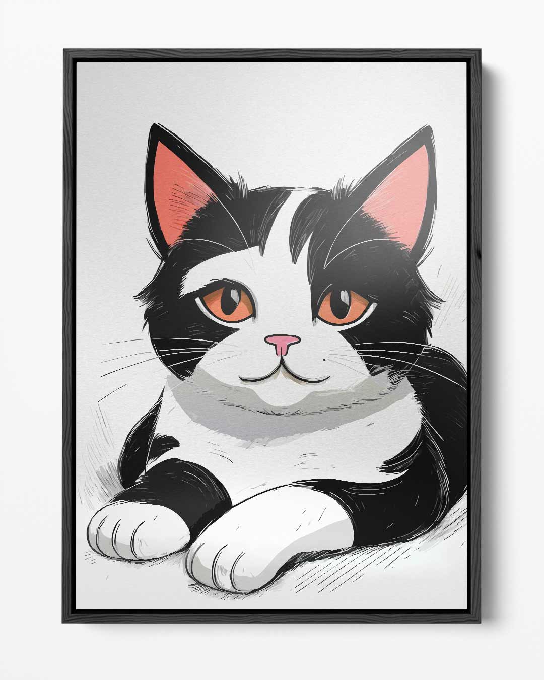 Schattige Kat Illustratie Kunstwerk-canvas-dibond-plexiglas-wanddecoratie-WallArtistic